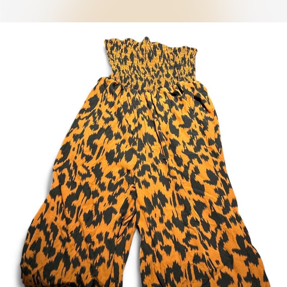 Chic Leopard Print Strapless Jumpsuit